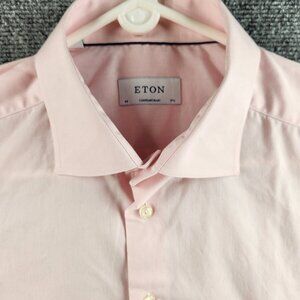 Eton Contemporary 17.5 Pink Convertible Cuff Button Up Shirt Cotton Long Sleeve